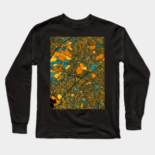Athens Map Pattern in Orange & Teal Long Sleeve T-Shirt